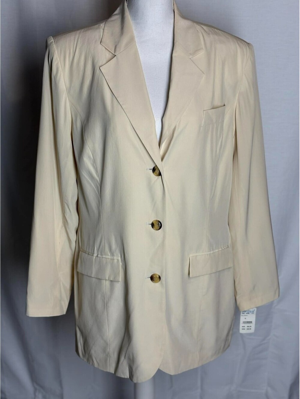 Vintage Apart Impressions Silk Suit Jacket Ivory Cream Tortoise Buttons 16W NWT